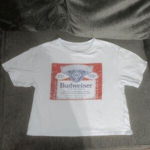 (SOLD) Budweiser cropped white T shirt